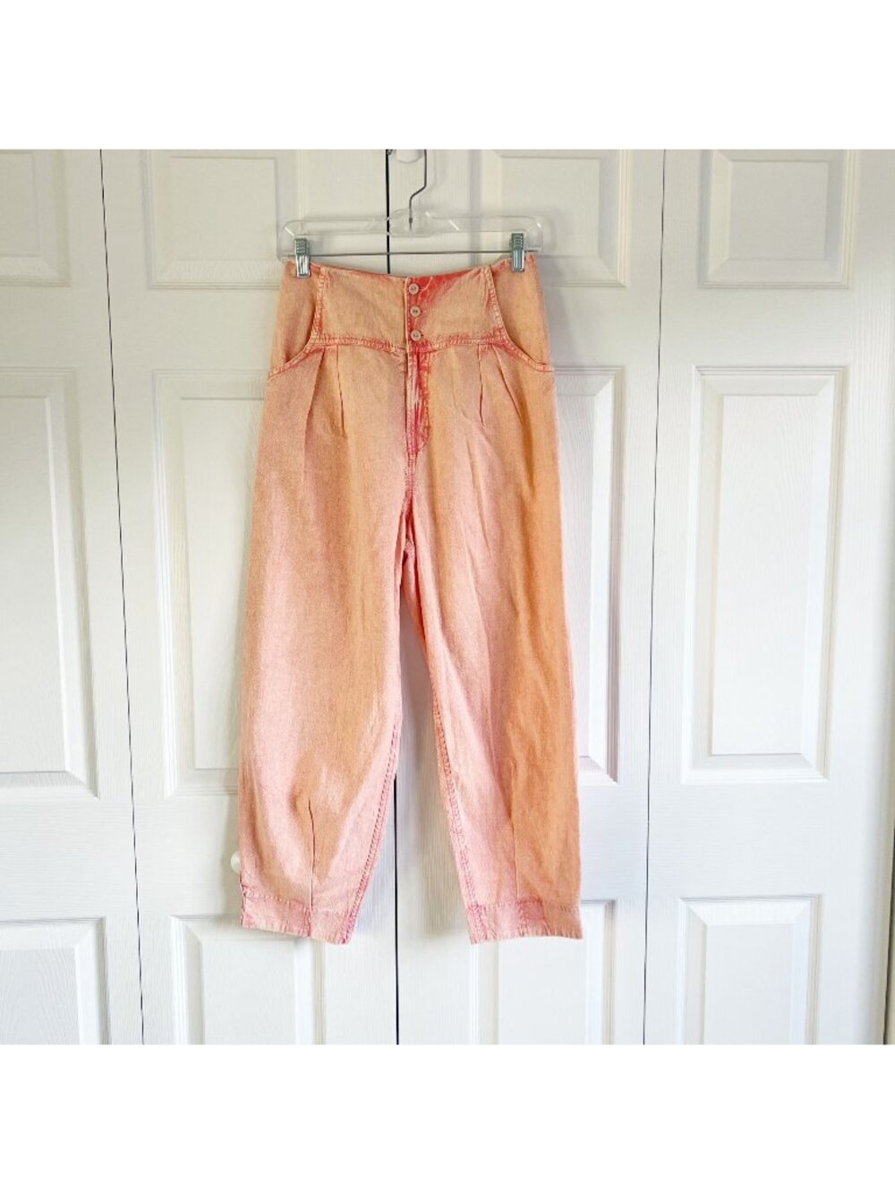 Free People Rosebud Pink Subtle Tie Dye High-Rise Pants Women's Size 2